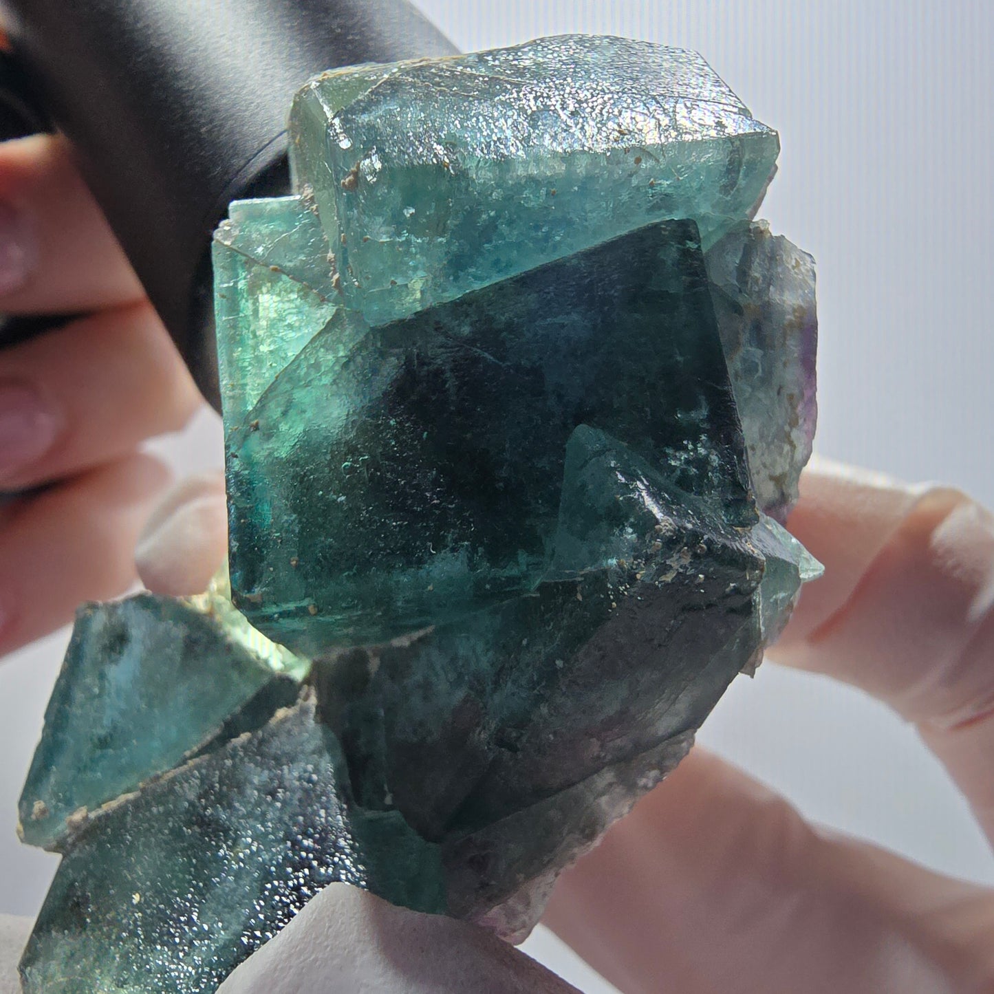 Rare spécimen de cube de fluorite fantôme, vert-violet, Okorusu, Namibie, 62*36*30 mm #12102 