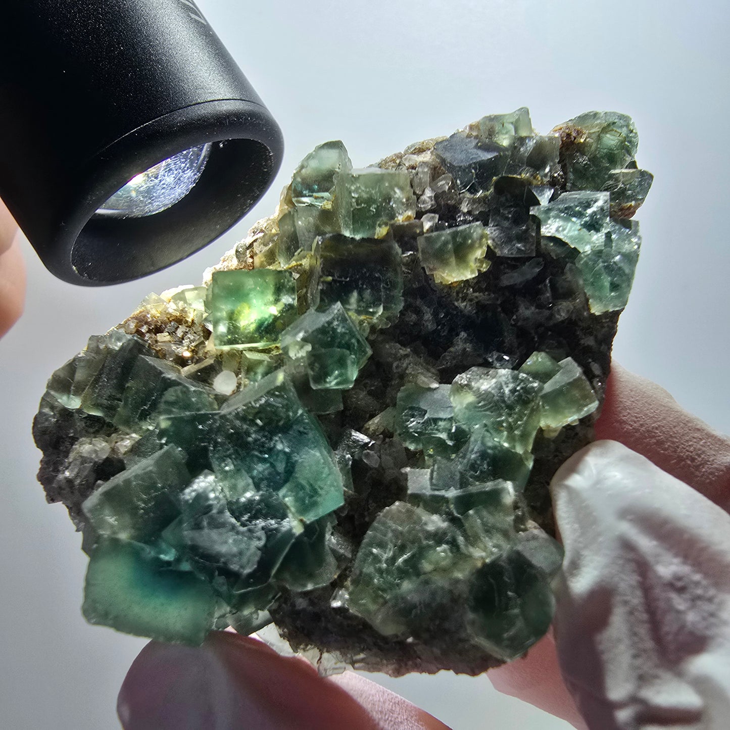 Rare phantom fluorite cube with quartz specimen, Okorusu, Namibia, 64*45*15mm #12103 