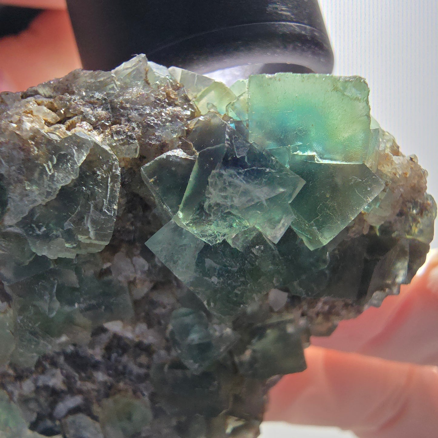 Rare phantom fluorite cube with quartz specimen, Okorusu, Namibia, 64*45*15mm #12103 