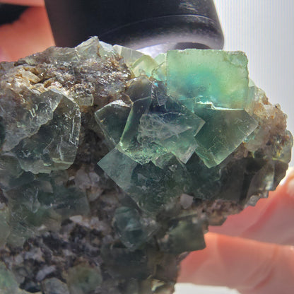 Rare phantom fluorite cube with quartz specimen, Okorusu, Namibia, 64*45*15mm #12103 