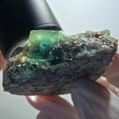 Rare phantom fluorite cube with quartz specimen, Okorusu, Namibia, 64*45*15mm #12103 