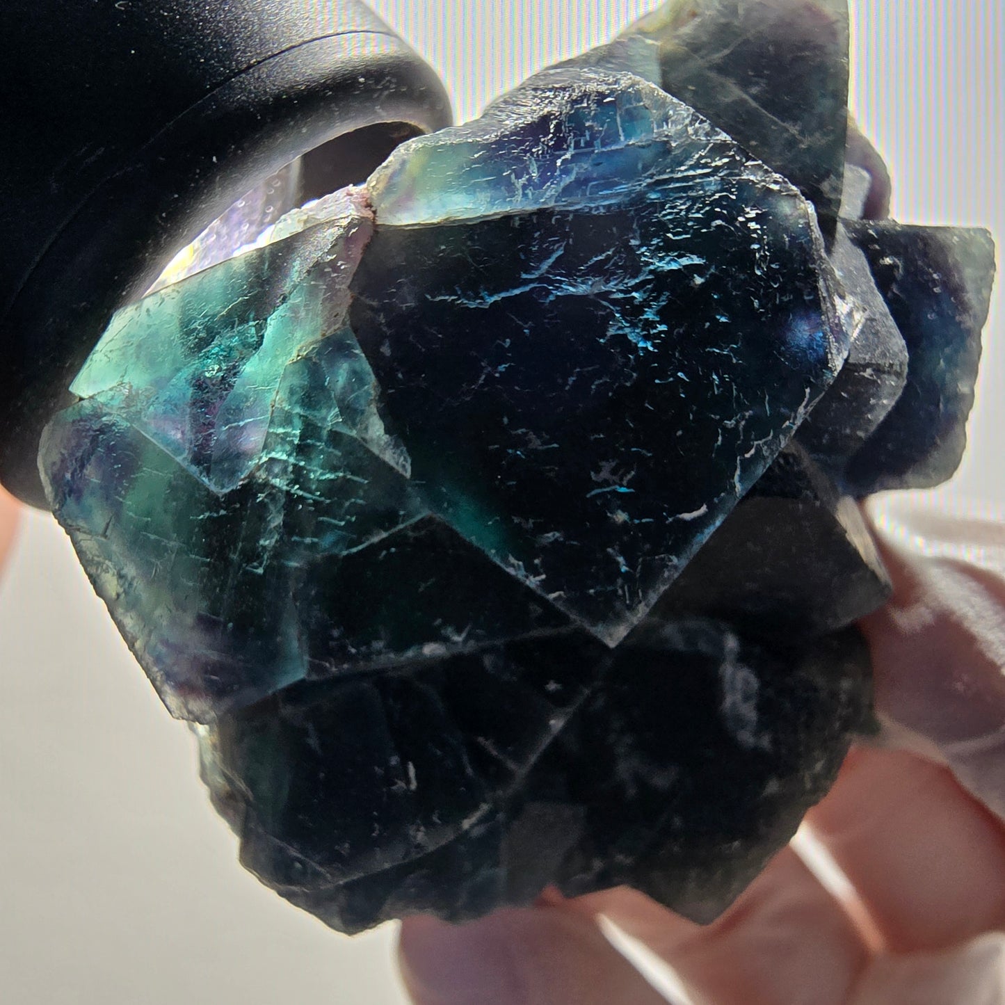 Spécimen de cube de fluorite fantôme, poche papillon bleue, Okorusu, Namibie 69*52*28mm #12105 