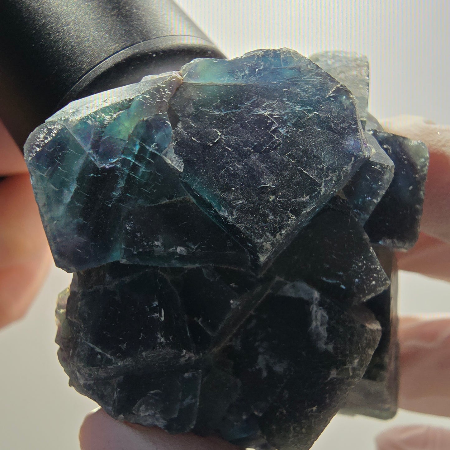 Spécimen de cube de fluorite fantôme, poche papillon bleue, Okorusu, Namibie 69*52*28mm #12105 