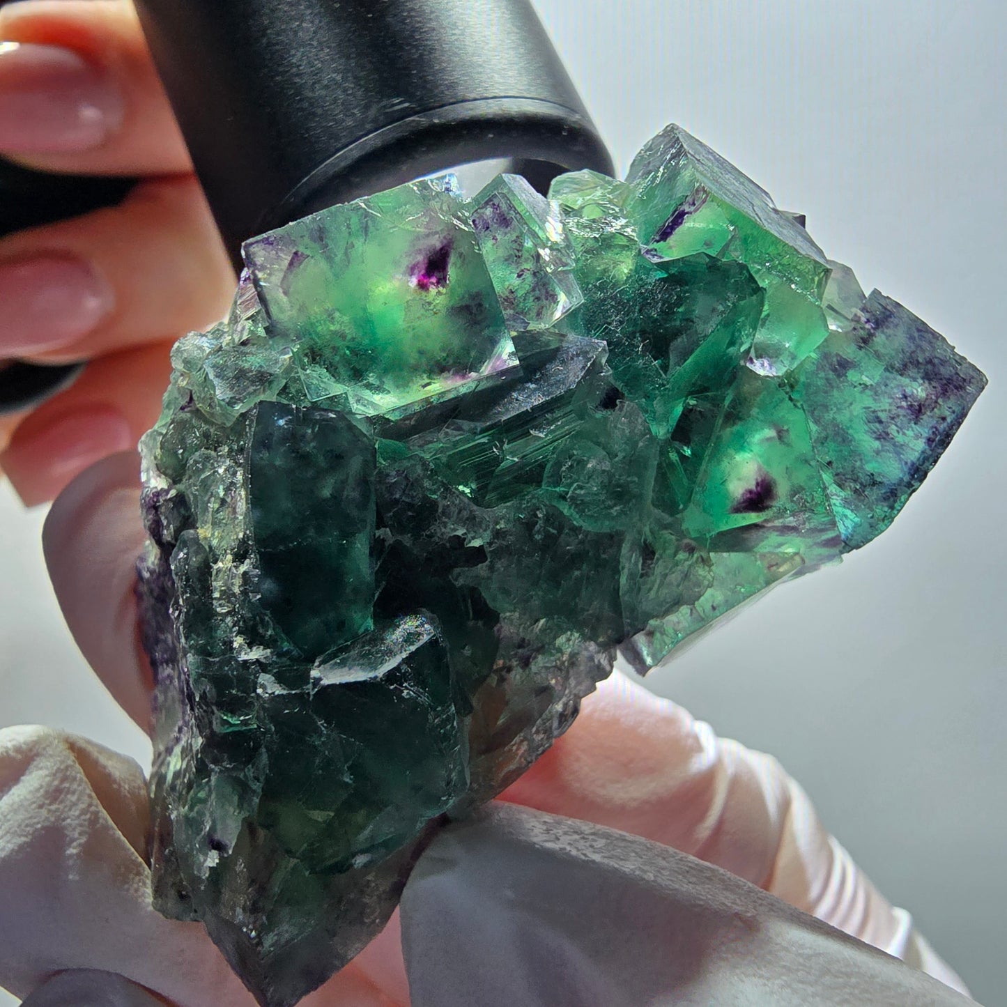 Rare spécimen de cube de fluorite fantôme, vert-violet, Okorusu, Namibie, 57*36*30 mm #12106 