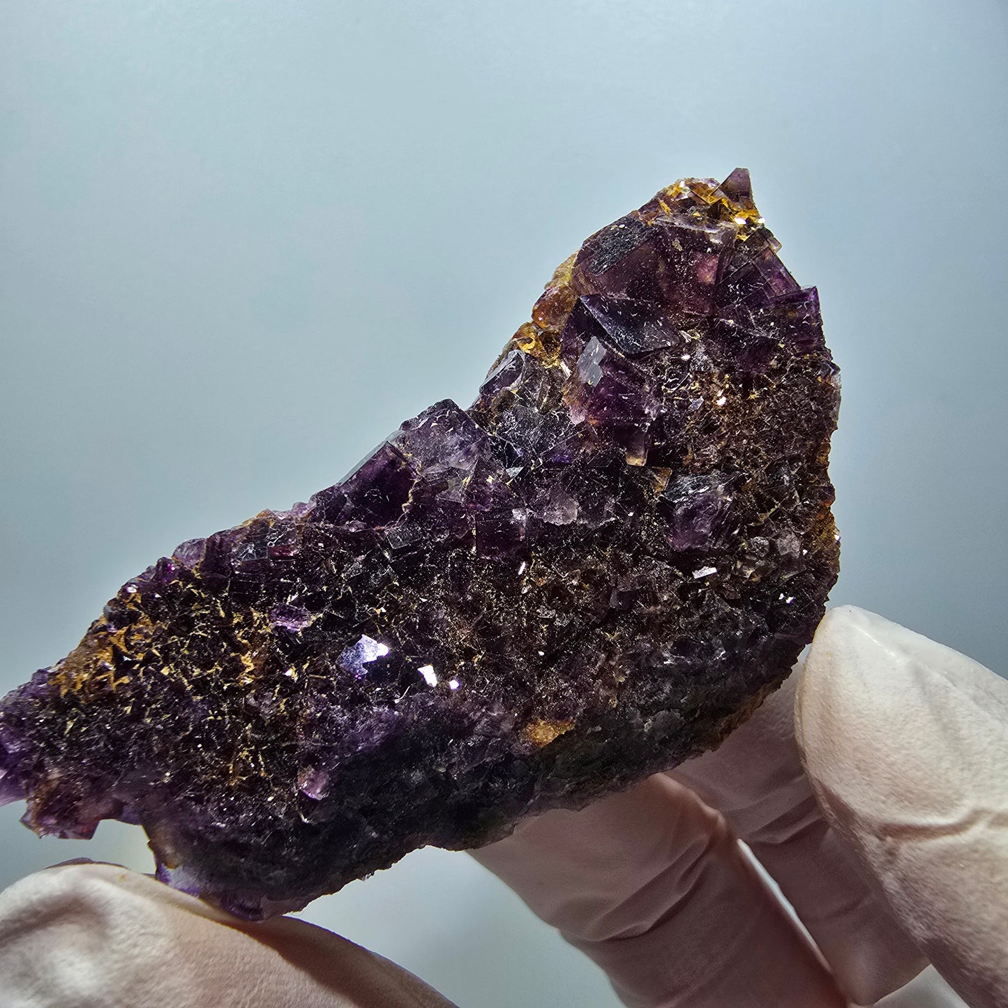 Rare phantom fluorite cube specimen, purple-yellow, Okorusu, Namibia, 74*38*27mm #12110 