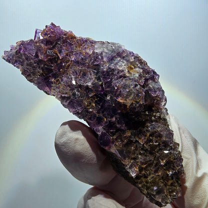 Rare phantom fluorite cube specimen, purple-yellow, Okorusu, Namibia, 74*38*27mm #12110 