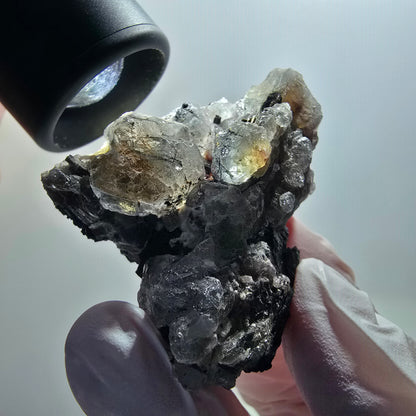 Phantom Fluorite, Schörl Tourmaline, Muscovite, Hyalite Erongo, Namibia 55*40*25mm #12111 