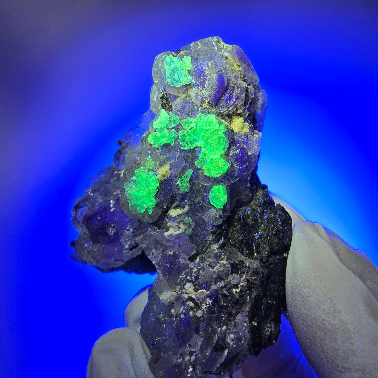 Phantom Fluorite, Schörl Tourmaline, Muscovite, Hyalite Erongo, Namibia 55*40*25mm #12111 