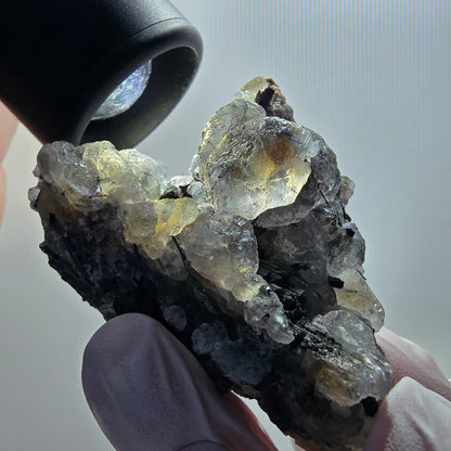 Phantom Fluorite, Schörl Tourmaline, Muscovite, Hyalite Erongo, Namibia 55*40*25mm #12111 