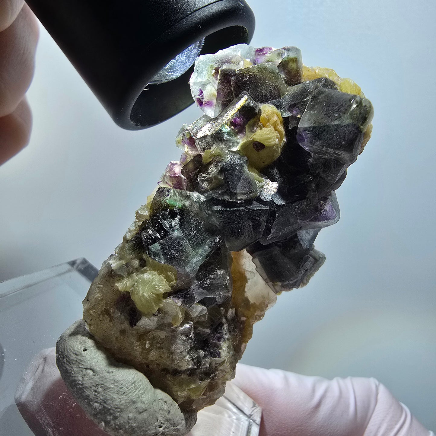 Colorful Phantom Fluorite, Muscovite, Hyalite, Smoky Quartz Erongo, Namibia 60*34*24mm #12114 