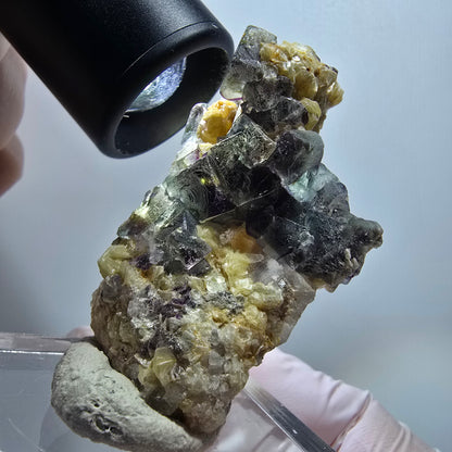 Colorful Phantom Fluorite, Muscovite, Hyalite, Smoky Quartz Erongo, Namibia 60*34*24mm #12114 
