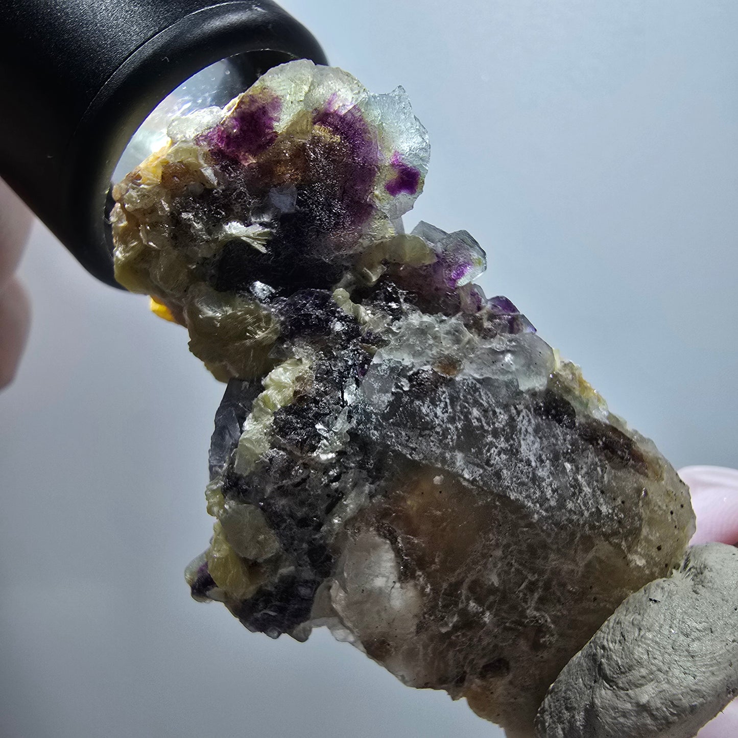 Colorful Phantom Fluorite, Muscovite, Hyalite, Smoky Quartz Erongo, Namibia 60*34*24mm #12114 