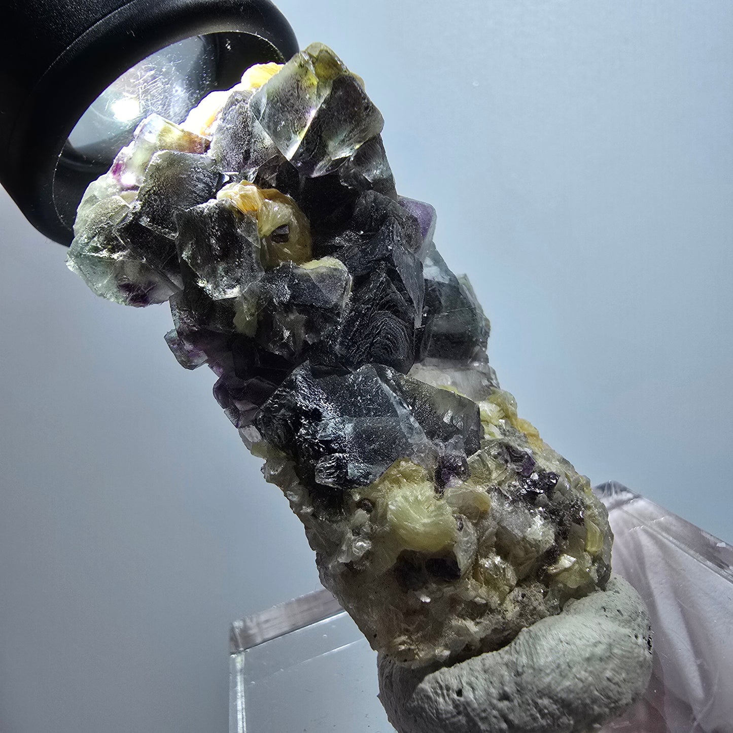 Colorful Phantom Fluorite, Muscovite, Hyalite, Smoky Quartz Erongo, Namibia 60*34*24mm #12114 