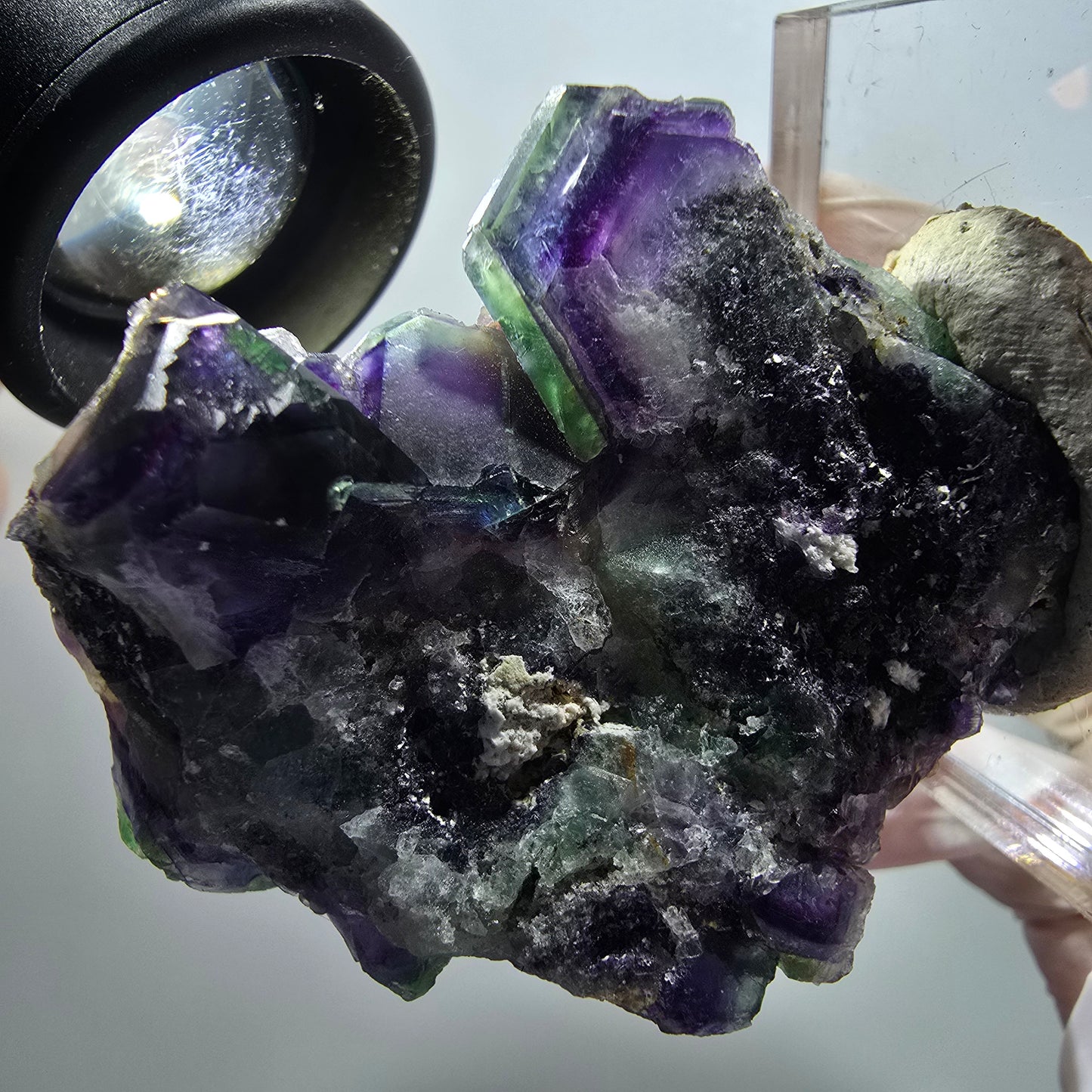 Rare spécimen de cube de fluorite fantôme, vert-violet, Okorusu, Namibie, 53*42*25mm #12116