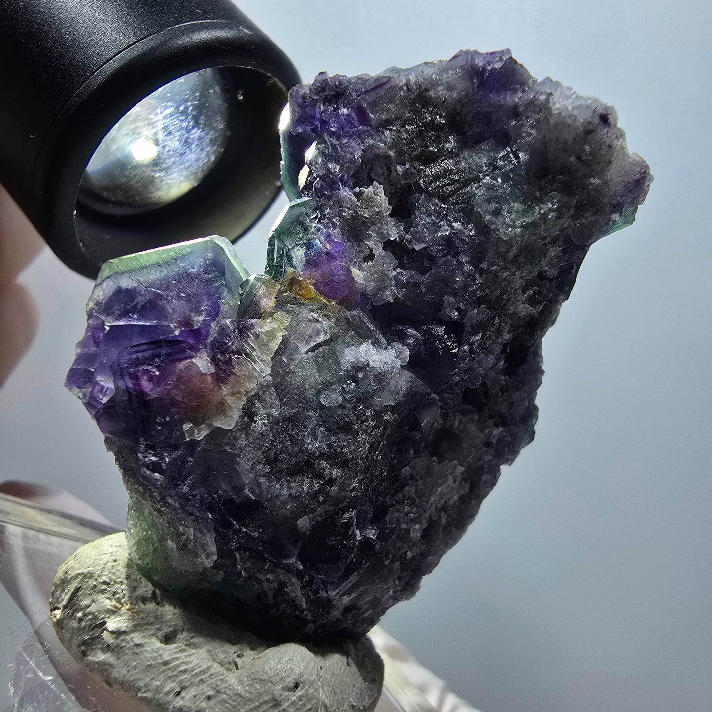 Rare spécimen de cube de fluorite fantôme, vert-violet, Okorusu, Namibie, 53*42*25mm #12116