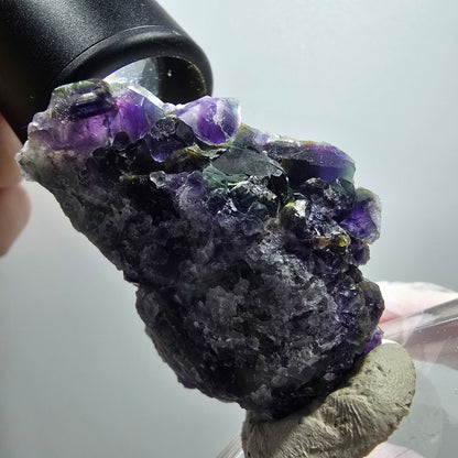 Rare spécimen de cube de fluorite fantôme, vert-violet, Okorusu, Namibie, 53*42*25mm #12116