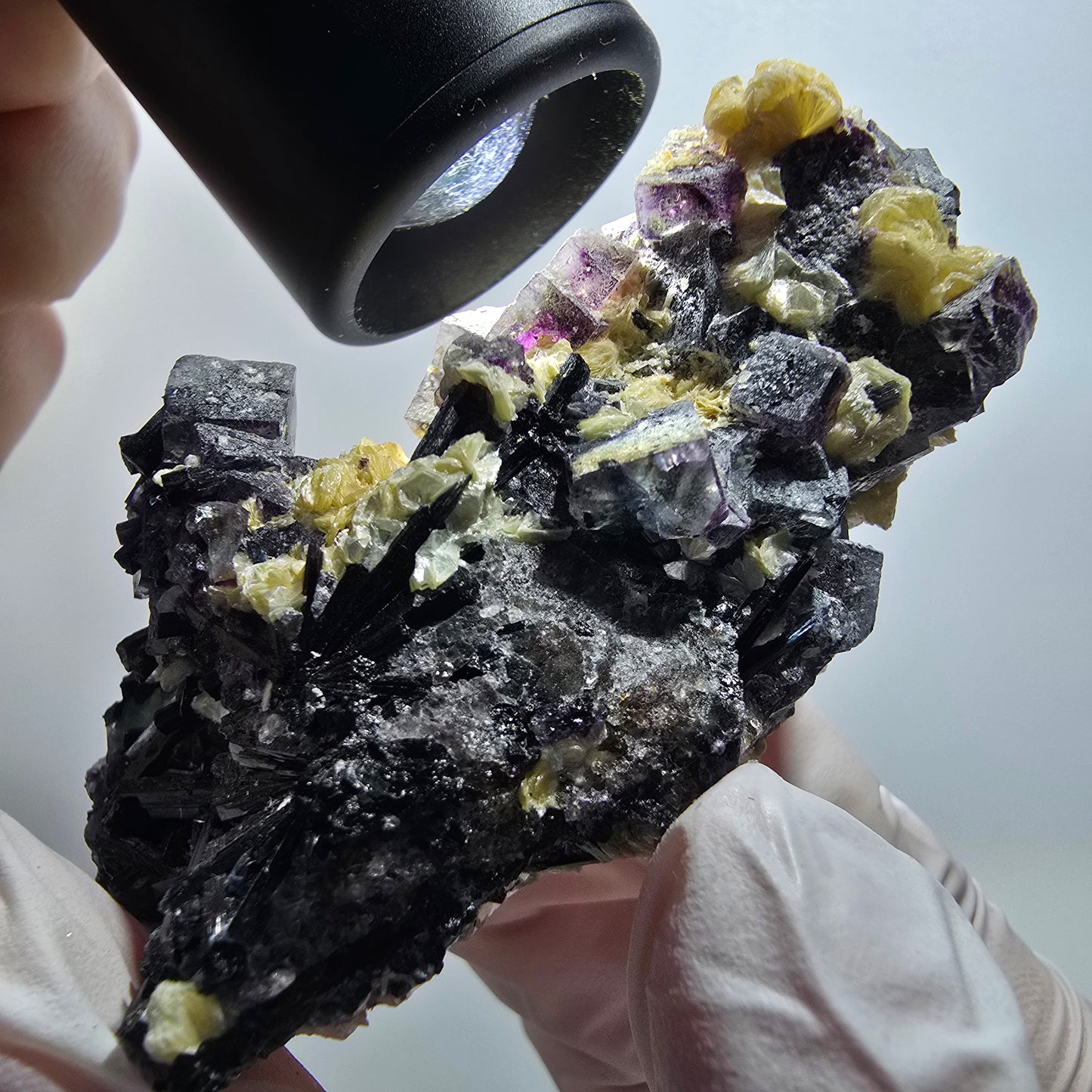 Colorful Phantom Fluorite, Schorl Tourmaline, Muscovite Specimen Erongo, Namibia 73*32*38mm #12121