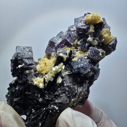 Colorful Phantom Fluorite, Schorl Tourmaline, Muscovite Specimen Erongo, Namibia 73*32*38mm #12121
