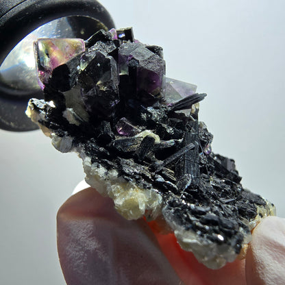 Colorful Phantom Fluorite, Schorl Tourmaline, Muscovite Specimen Erongo, Namibia 47*32*22mm #12125