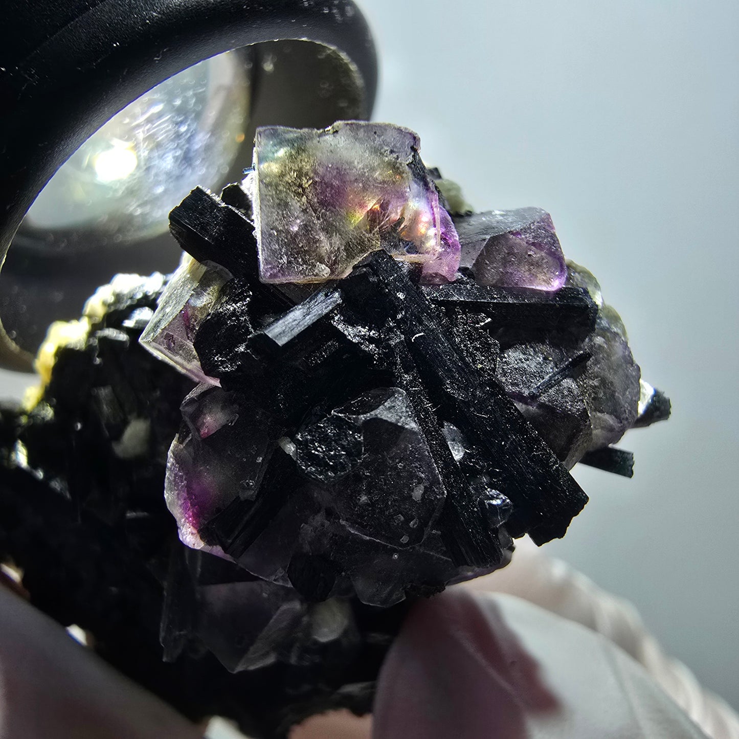 Colorful Phantom Fluorite, Schorl Tourmaline, Muscovite Specimen Erongo, Namibia 47*32*22mm #12125