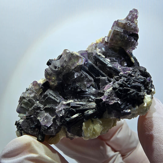 Bunte Phantom Fluorit, Schörl Turmalin, Muskovit Stufe Erongo, Namibia 54*41*36mm #12126