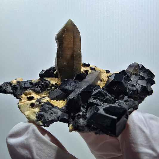 Seltene Schörl Turmalin, Rauchquarz, Orthoklas Stufe Erongo, Namibia 65*42*30mm #12130