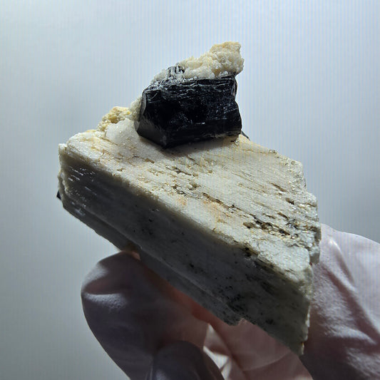 Seltene Schörl Turmalin, Orthoklas, Hyalit Opal Stufe Erongo, Namibia 46*35*25mm #12131