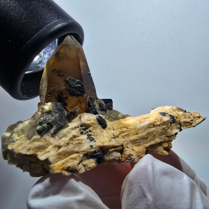 Spécimen rare de tourmaline schorl, quartz fumé et orthoclase, Erongo, Namibie, 55*31*25 mm #12132