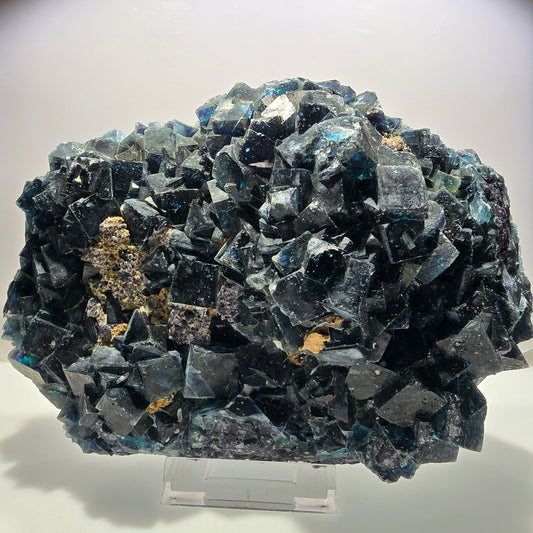 XL Phantom Fluorite Cube Step, Blue Butterfly Pocket, Namibia 251*143*88mm 