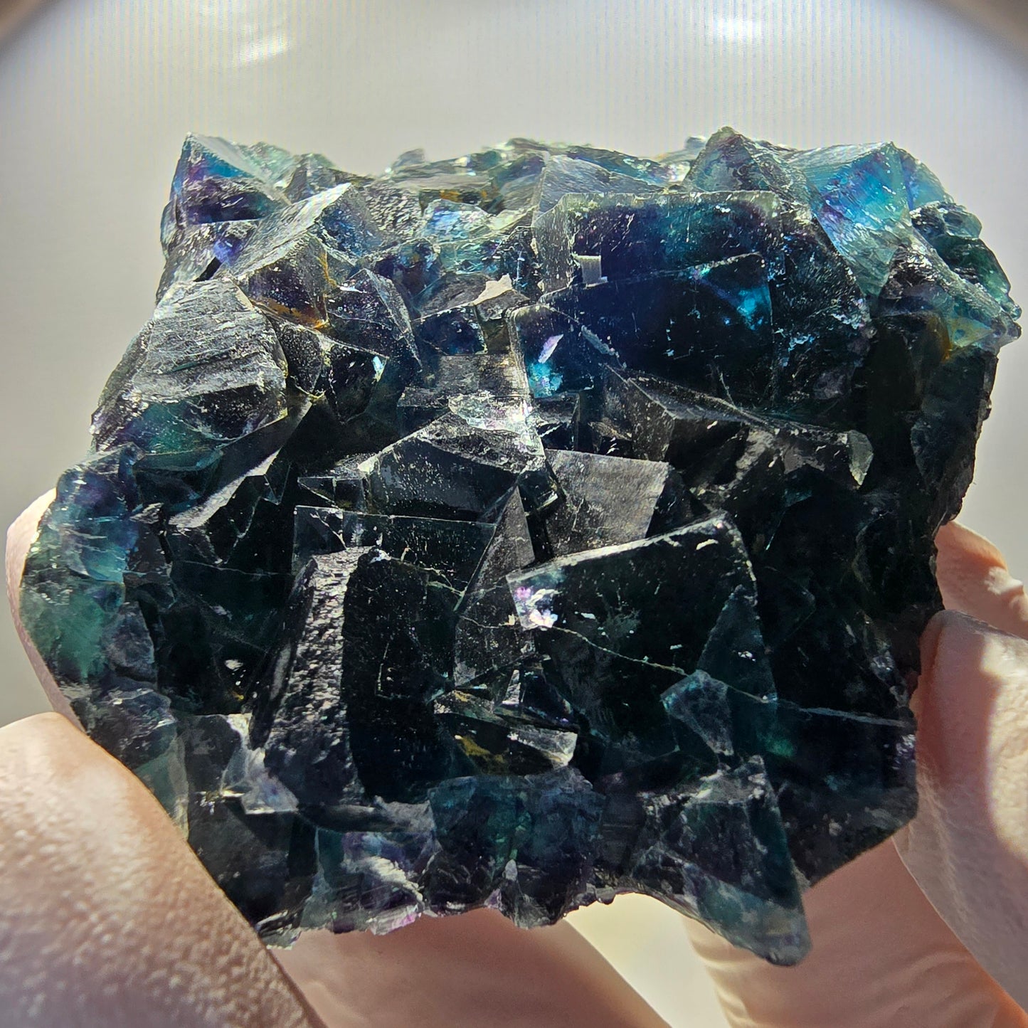 Phantom Fluorite Cube Specimen, blue Butterfly Pocket, Okorusu, Namibia 84*69*26mm 