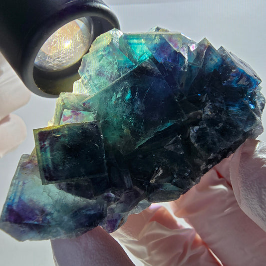 Phantom Fluorite Cube Specimen, blue Butterfly Pocket, Okorusu, Namibia 89*43*31mm 