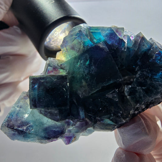 Phantom Fluorite Cube Specimen, blue Butterfly Pocket, Okorusu, Namibia 89*43*31mm 