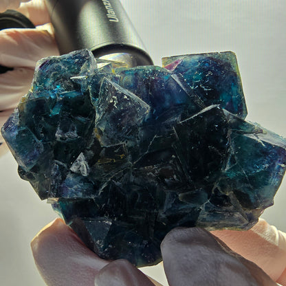 Phantom Fluorite Cube Specimen, blue Butterfly Pocket, Okorusu, Namibia 63*54*49mm 
