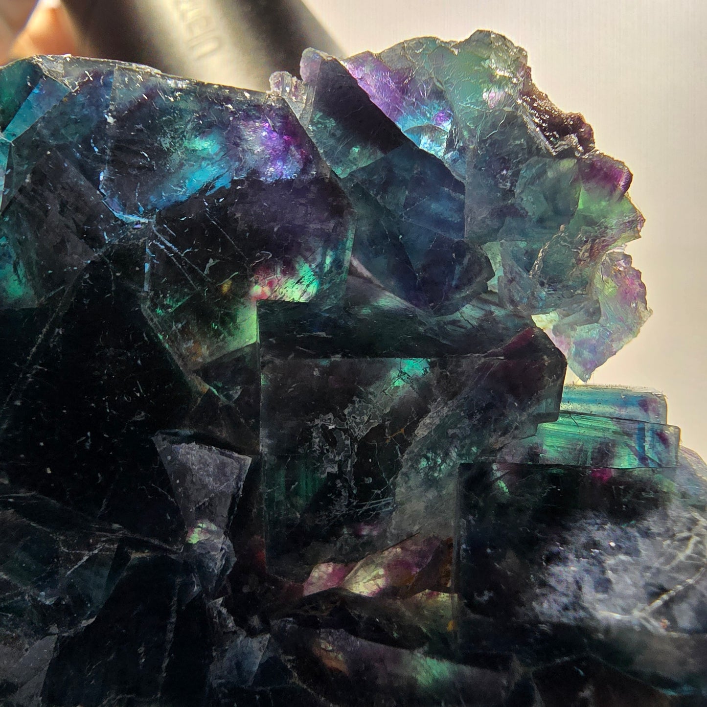 Phantom Fluorite Cube Stage, blue Butterfly Pocket, Okorusu, Namibia 65*50*17mm 