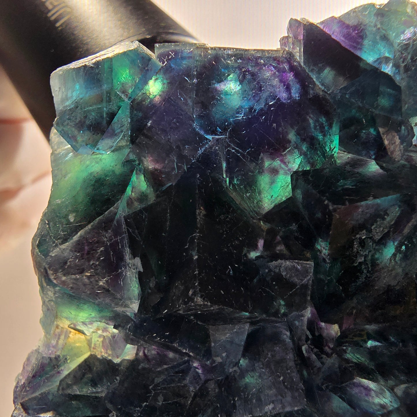 Phantom Fluorite Cube Stage, blue Butterfly Pocket, Okorusu, Namibia 65*50*17mm 