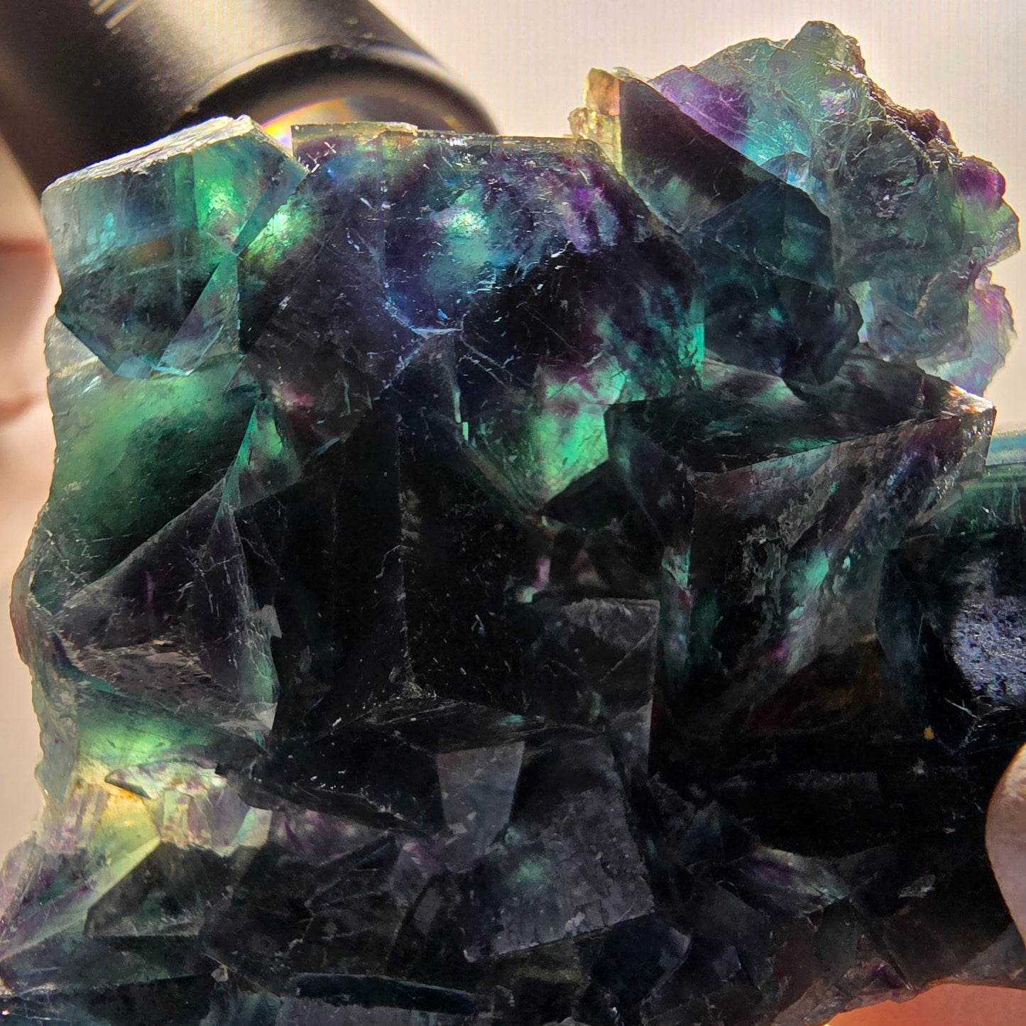 Phantom Fluorite Cube Stage, blue Butterfly Pocket, Okorusu, Namibia 65*50*17mm 