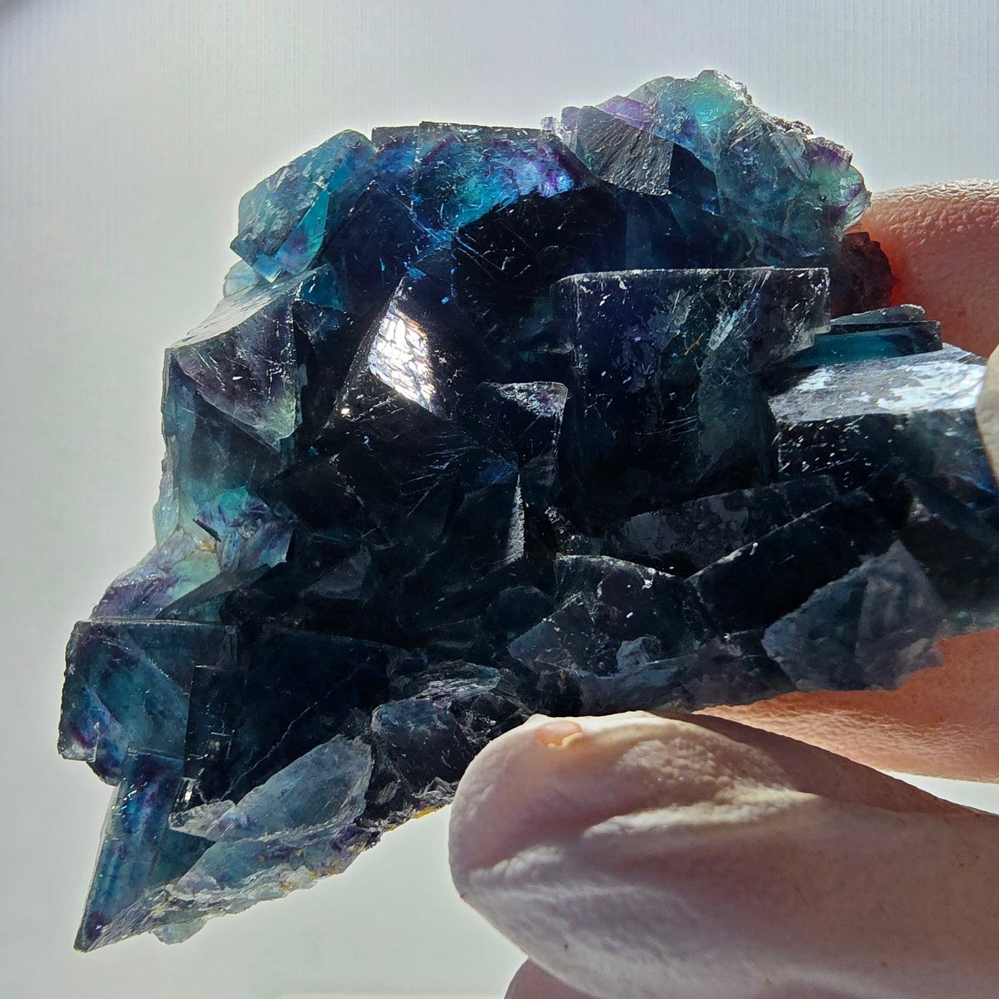 Phantom Fluorite Cube Stage, blue Butterfly Pocket, Okorusu, Namibia 65*50*17mm 