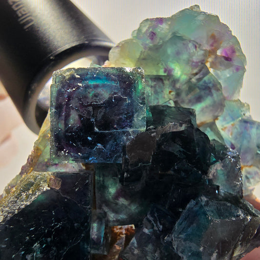 Phantom Fluorite Cube Specimen, blue Butterfly Pocket, Okorusu, Namibia 74*43*19mm 