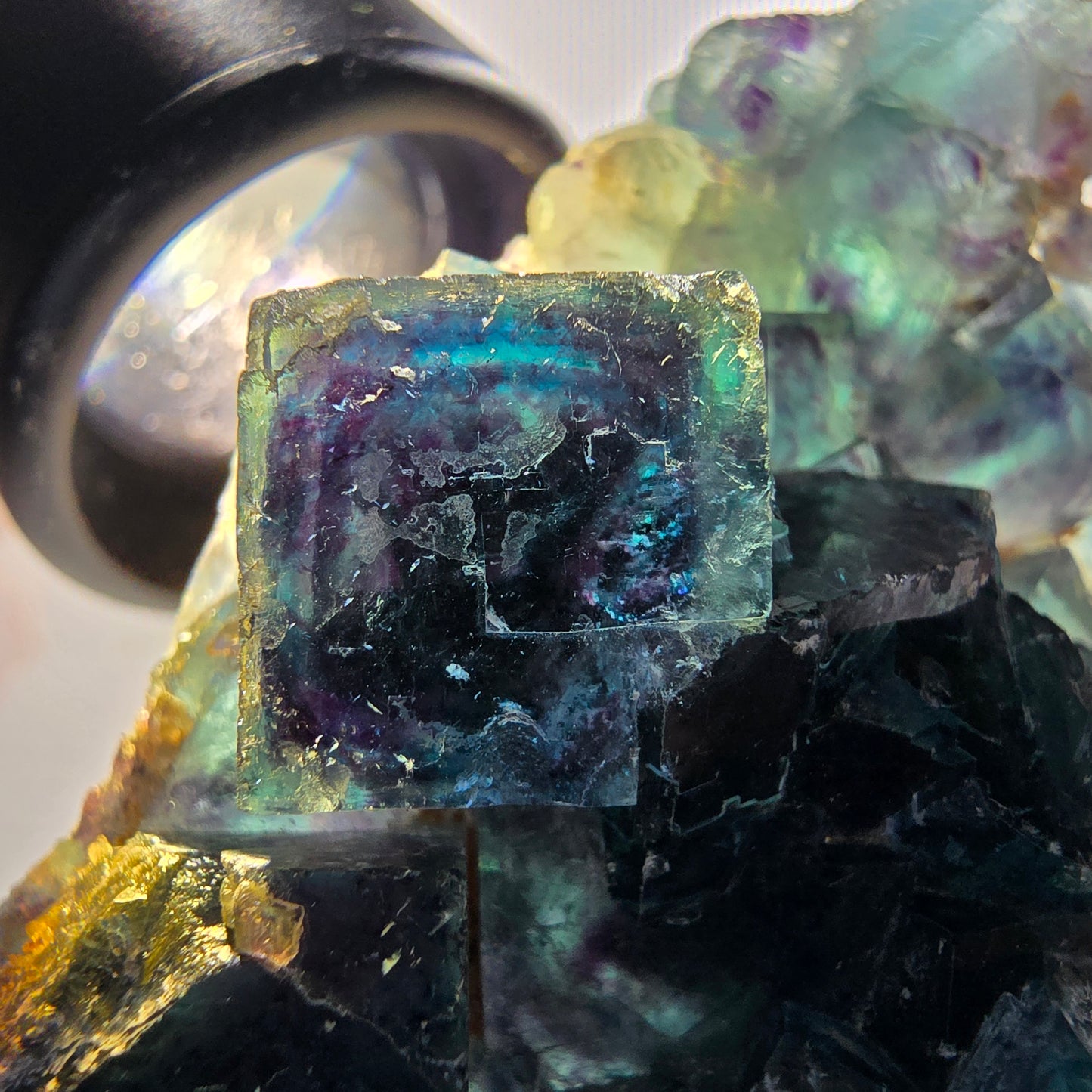 Phantom Fluorite Cube Specimen, blue Butterfly Pocket, Okorusu, Namibia 74*43*19mm 