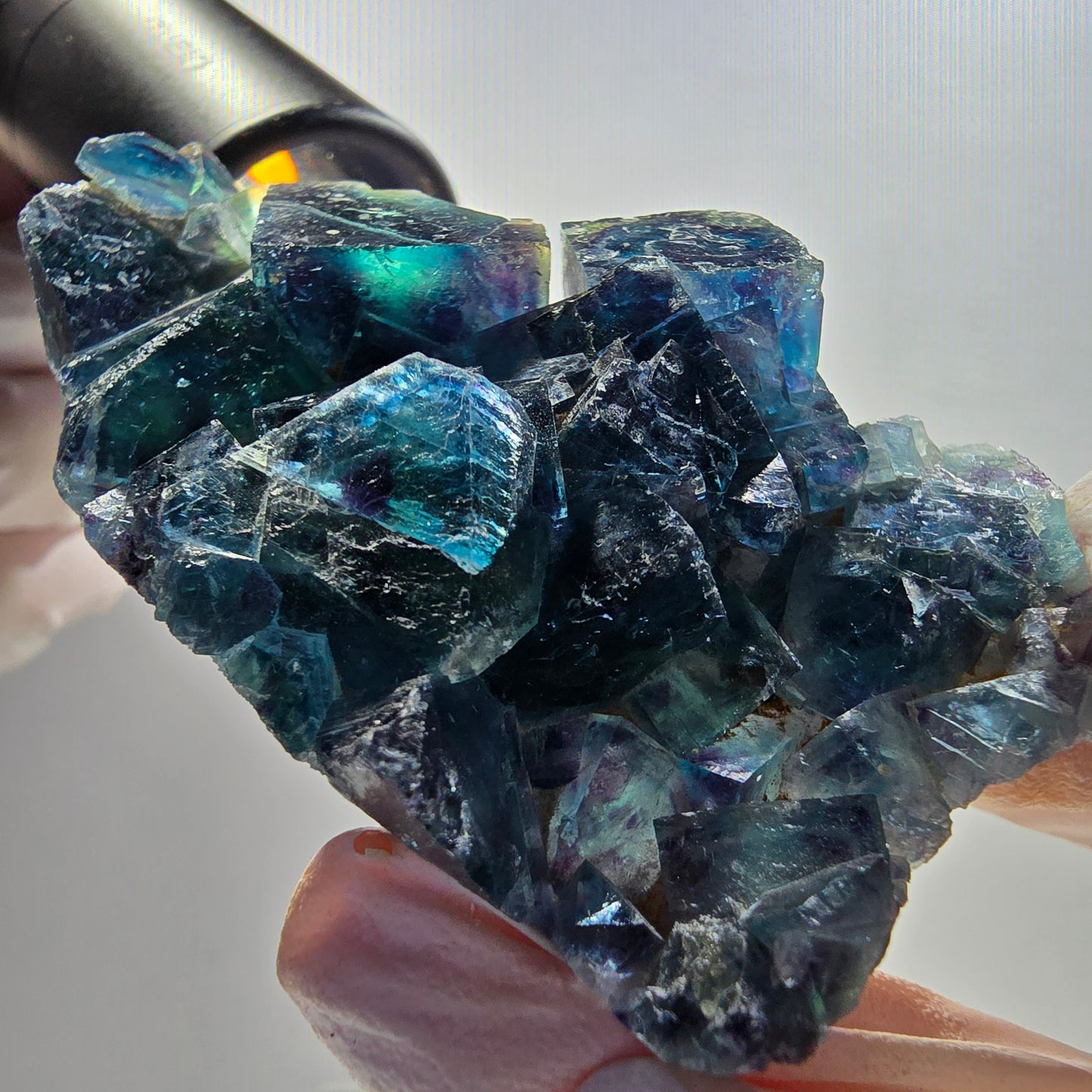 Phantom Fluorite Cube Specimen, blue Butterfly Pocket, Okorusu, Namibia 74*43*19mm 