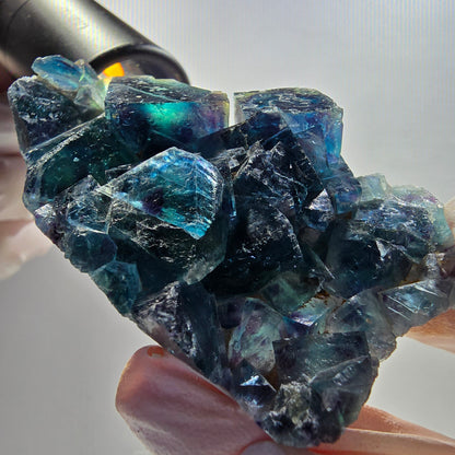 Phantom Fluorite Cube Specimen, blue Butterfly Pocket, Okorusu, Namibia 74*43*19mm 