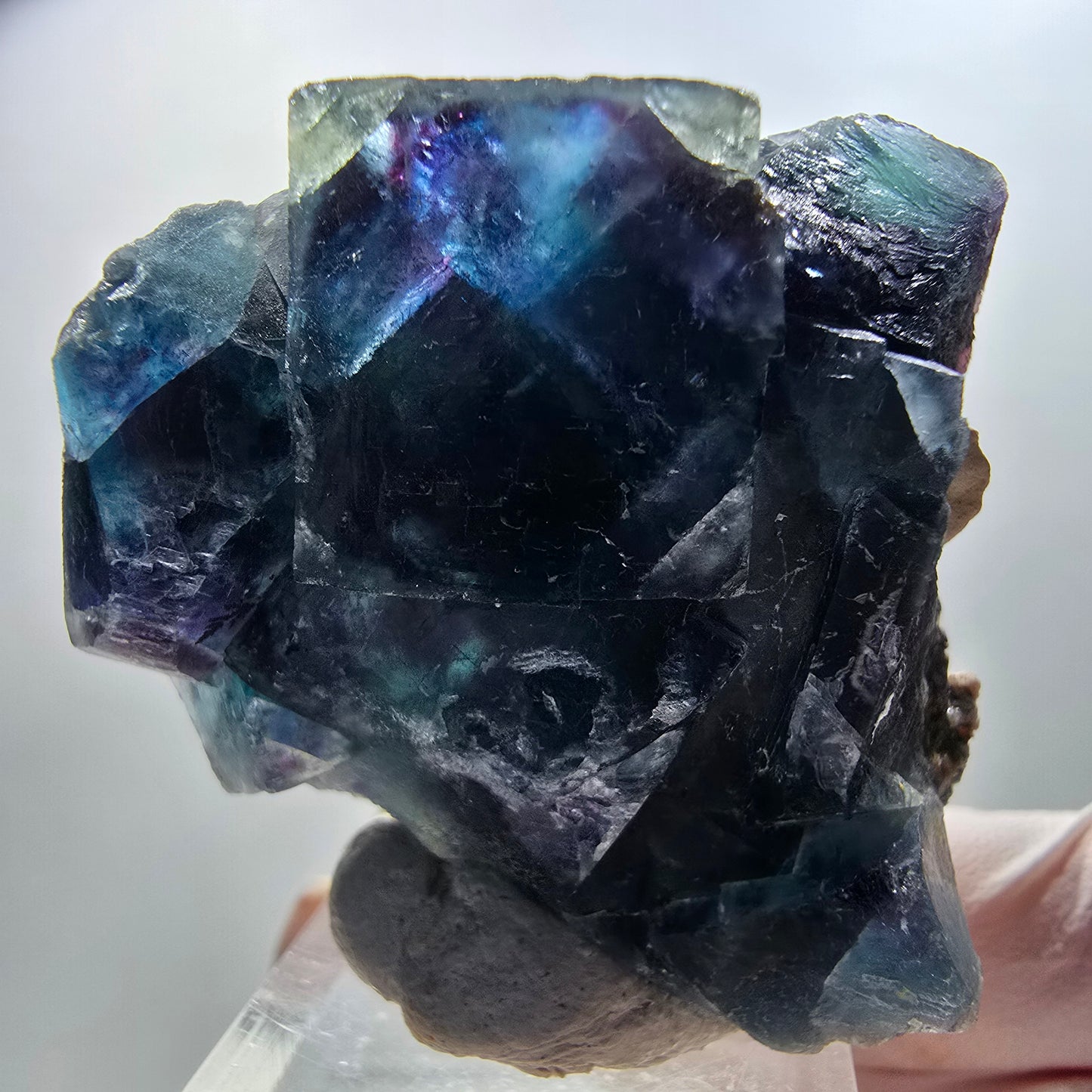 Phantom Fluorite Cube Stage, blue Butterfly Pocket, Okorusu, Namibia 48*47*16mm 
