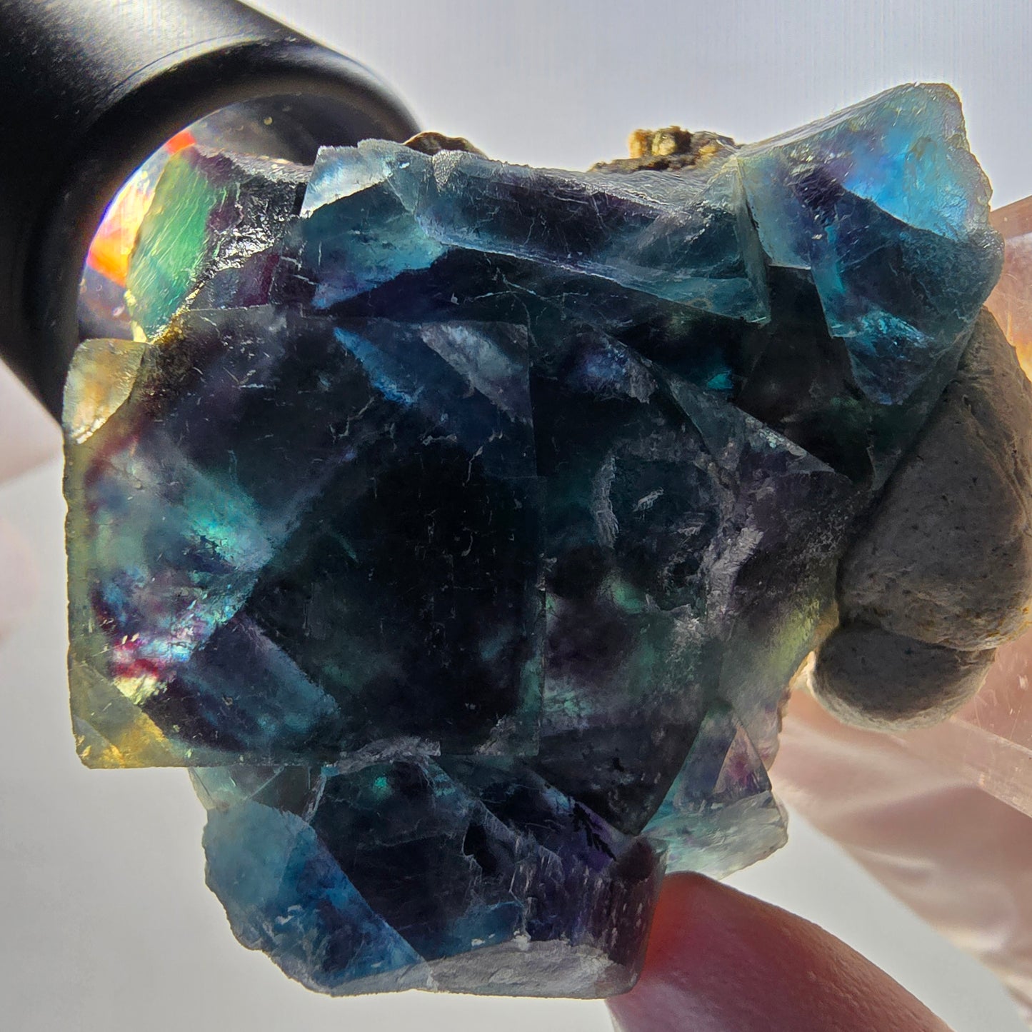 Phantom Fluorite Cube Stage, blue Butterfly Pocket, Okorusu, Namibia 48*47*16mm 