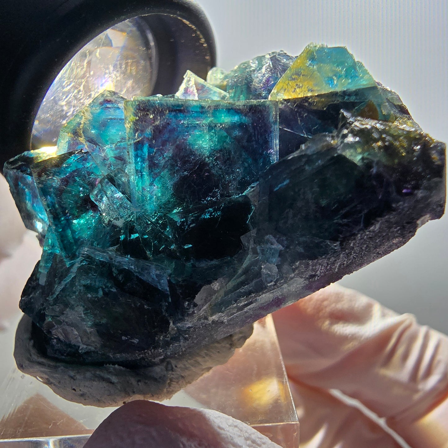 Phantom Fluorit Würfel Stufe, blau Butterfly Pocket, Okorusu, Namibia 45*29*18mm