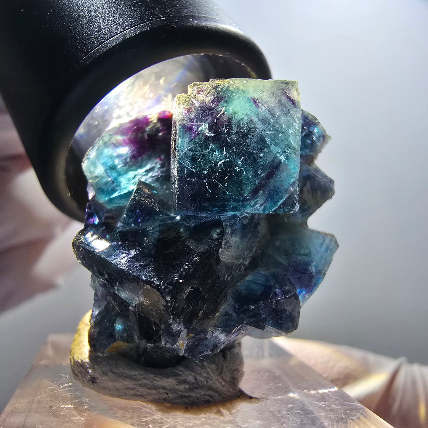 Phantom Fluorit Würfel Stufe, blau Butterfly Pocket, Okorusu, Namibia 31*27*18mm