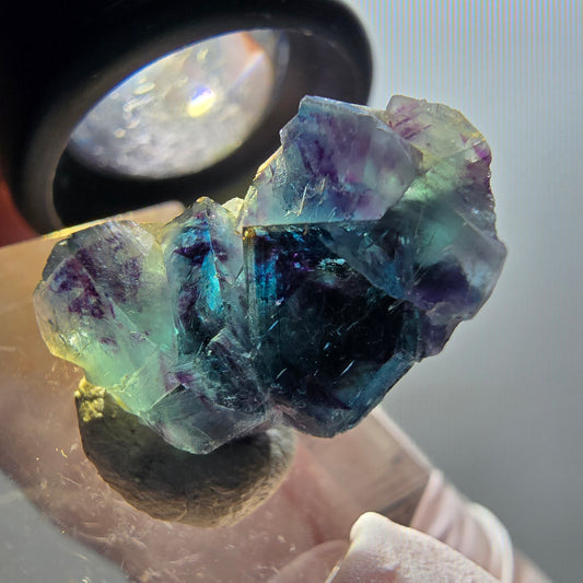 Phantom Fluorite Cube Stage, blue Butterfly Pocket, Okorusu, Namibia 20*15*10mm 