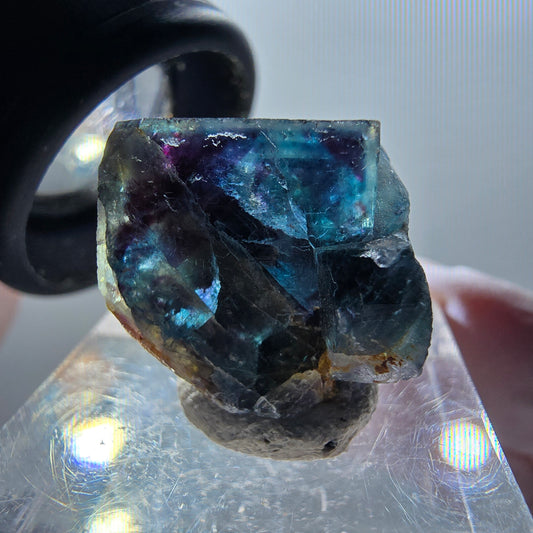 Phantom Fluorite Cube Stage, blue Butterfly Pocket, Okorusu, Namibia 22*16*15mm 