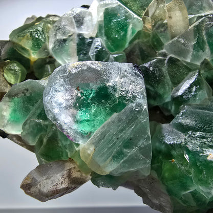 Fluorite fantôme XL, quartz fumé, tourmaline Schörl, hyalite Erongo, Namibie 170*122*53mm #12164 