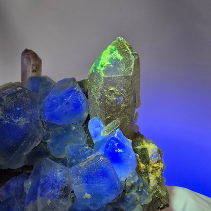 Fluorite fantôme XL, quartz fumé, tourmaline Schörl, hyalite Erongo, Namibie 170*122*53mm #12164 