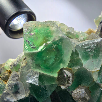 Fluorite fantôme XL, quartz fumé, tourmaline Schörl, hyalite Erongo, Namibie 170*122*53mm #12164 